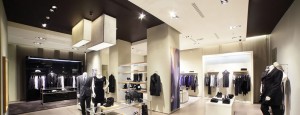 Interior of retail store with custom lighting features